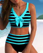 Sophie | Gestreepte Bikini met Hoge Taille