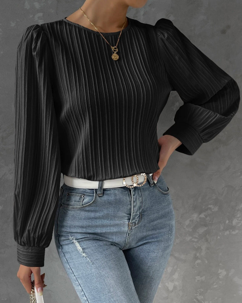 Roos | Lantaarnmouwen Effen Blouse