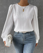 Roos | Lantaarnmouwen Effen Blouse