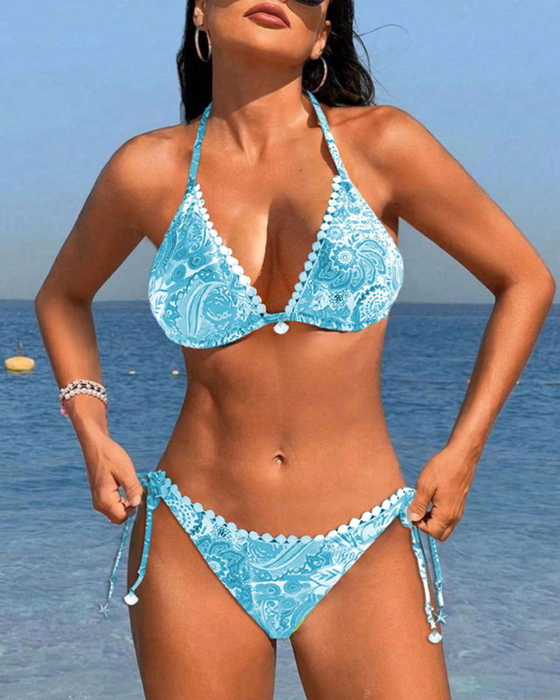 Ilse | Kleurrijke Patchwork Kanten Halterbikini