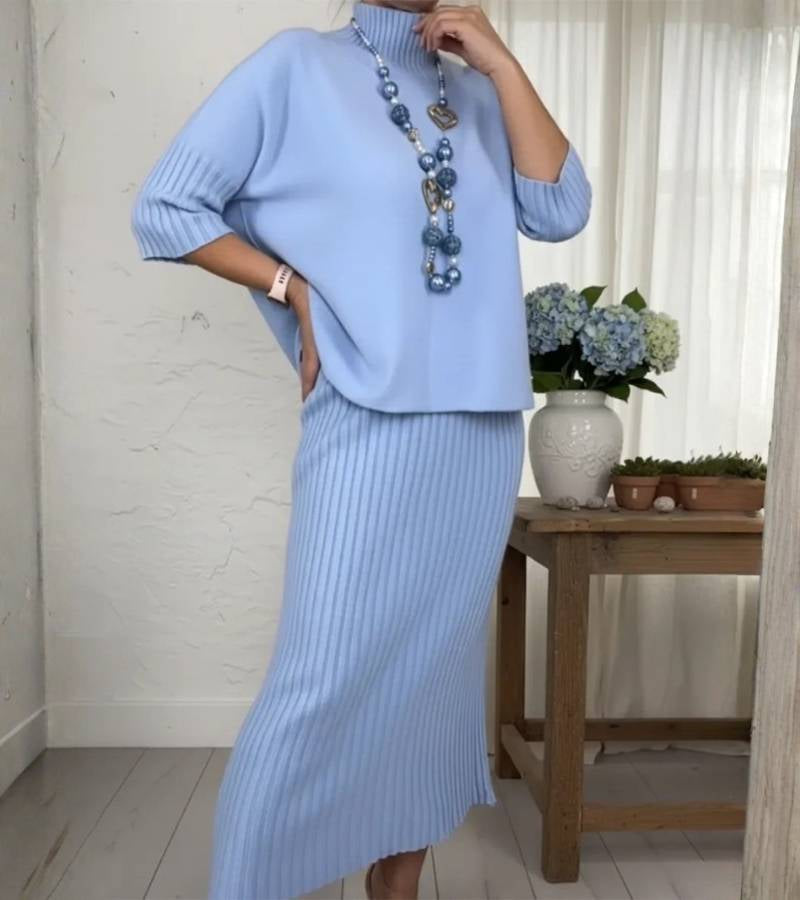 Debora™ – Strikket med ribbet midinederdel