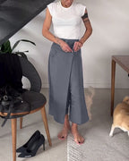 Femke | Eénkleurige Asymmetrische Casual Broek