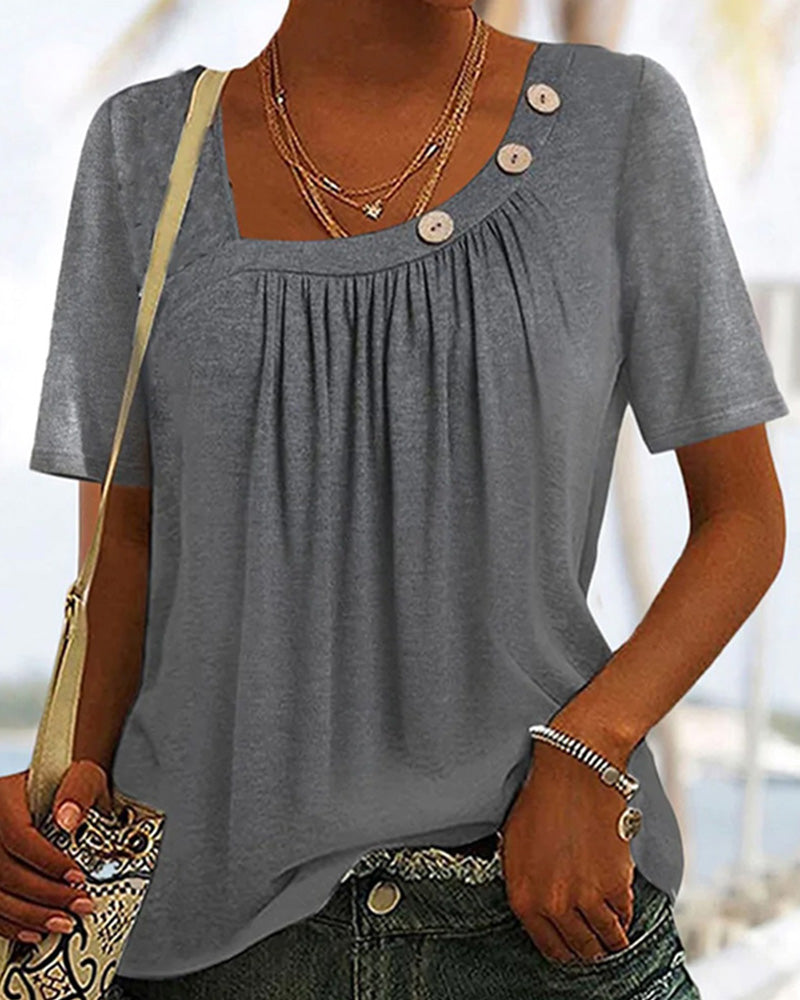 Iris | Comfortabele Effen Top met Korte Mouwen