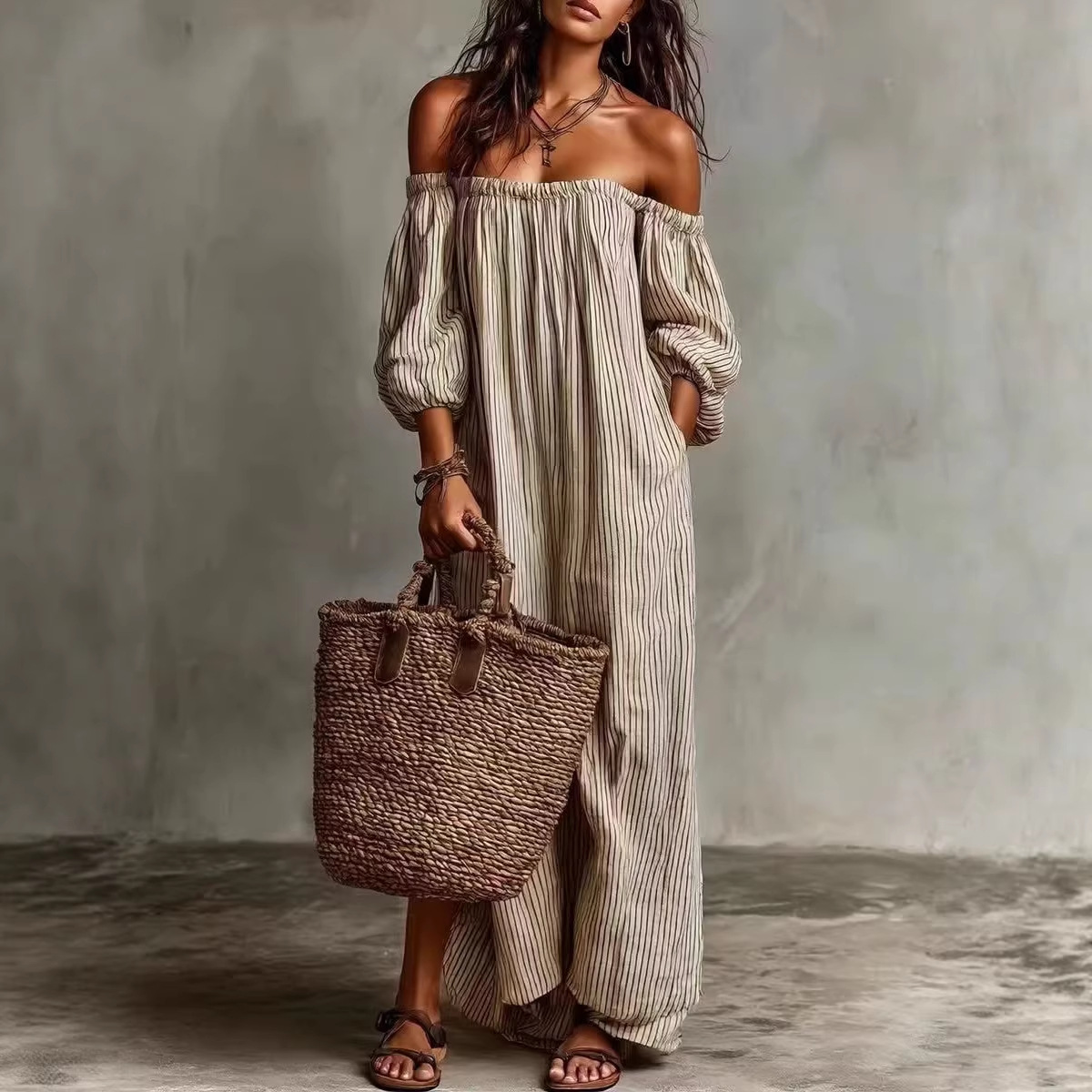 Ludovica | Abito Maxi Boho Spalle Scoperte