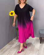 Anna | Casual Geplooide Ombre-jurk