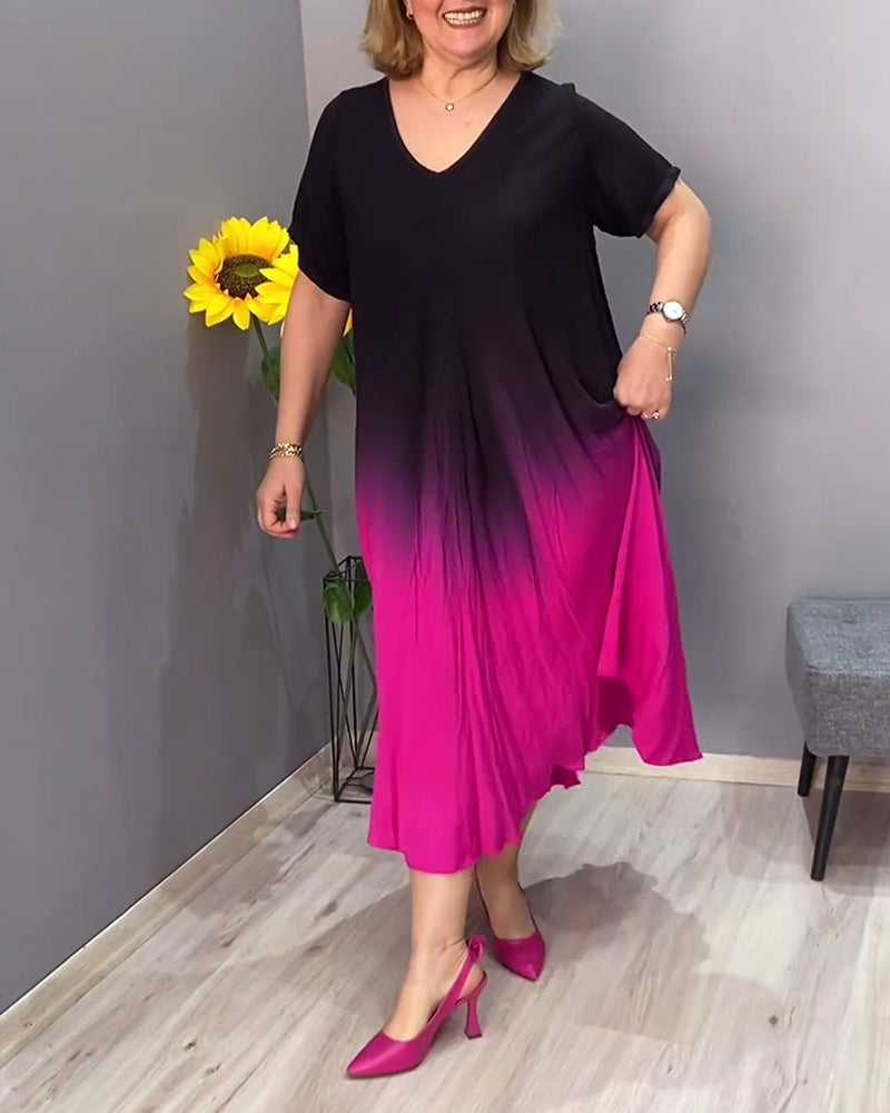 Anna | Casual Geplooide Ombre-jurk