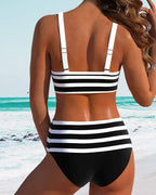 Sophie | Gestreepte Bikini met Hoge Taille