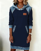 Roos | Hoodiejurk met Contrasterende Details