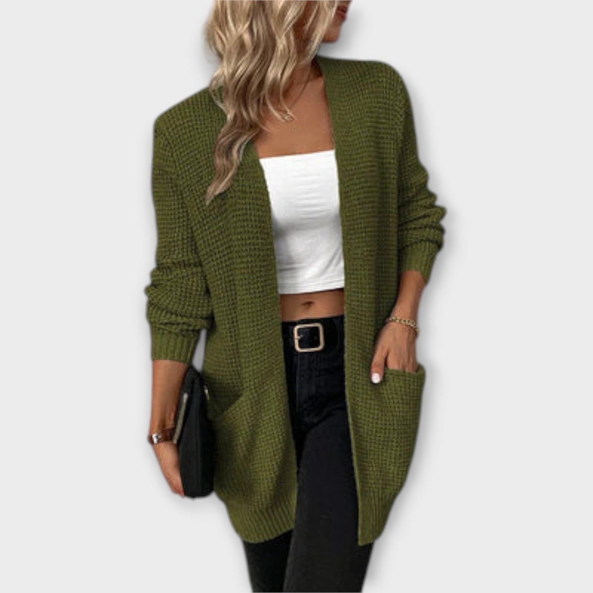 Via™ - Cardigan con chiusura Afslappet con lommer