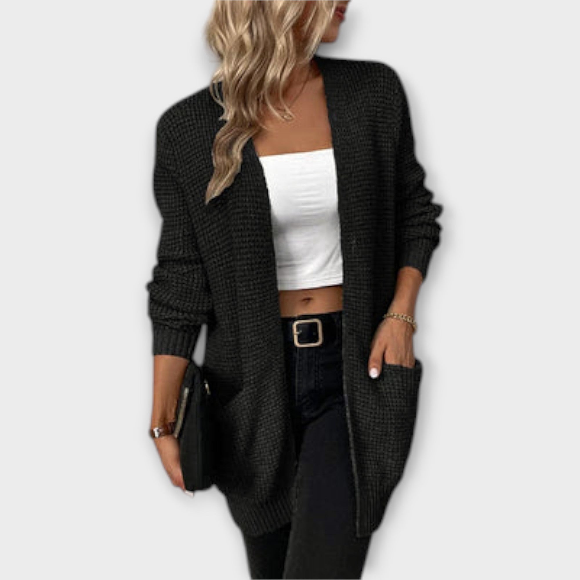 Via™ - Cardigan con chiusura Afslappet con lommer