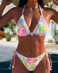 Ilse | Kleurrijke Patchwork Kanten Halterbikini