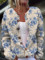 Margherita | Cardigan Vintage a Fiori Blu