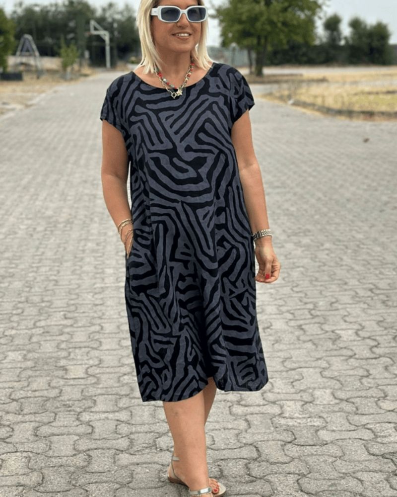 Tessa | Zomer Jurk met Ronde Hals en Mooie Print