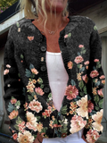 Vittoria | Cardigan Vintage a Fiori su Fondo Nero