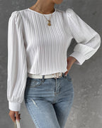 Roos | Lantaarnmouwen Effen Blouse