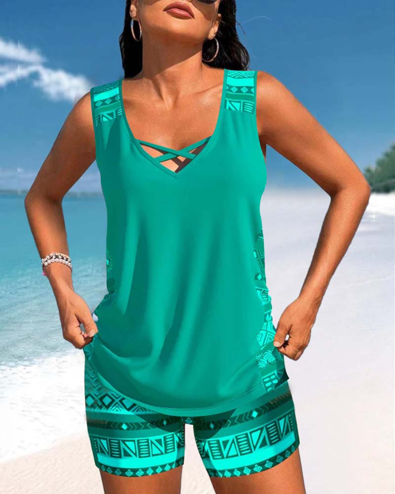 Márcia - tankini con stampa geometrica