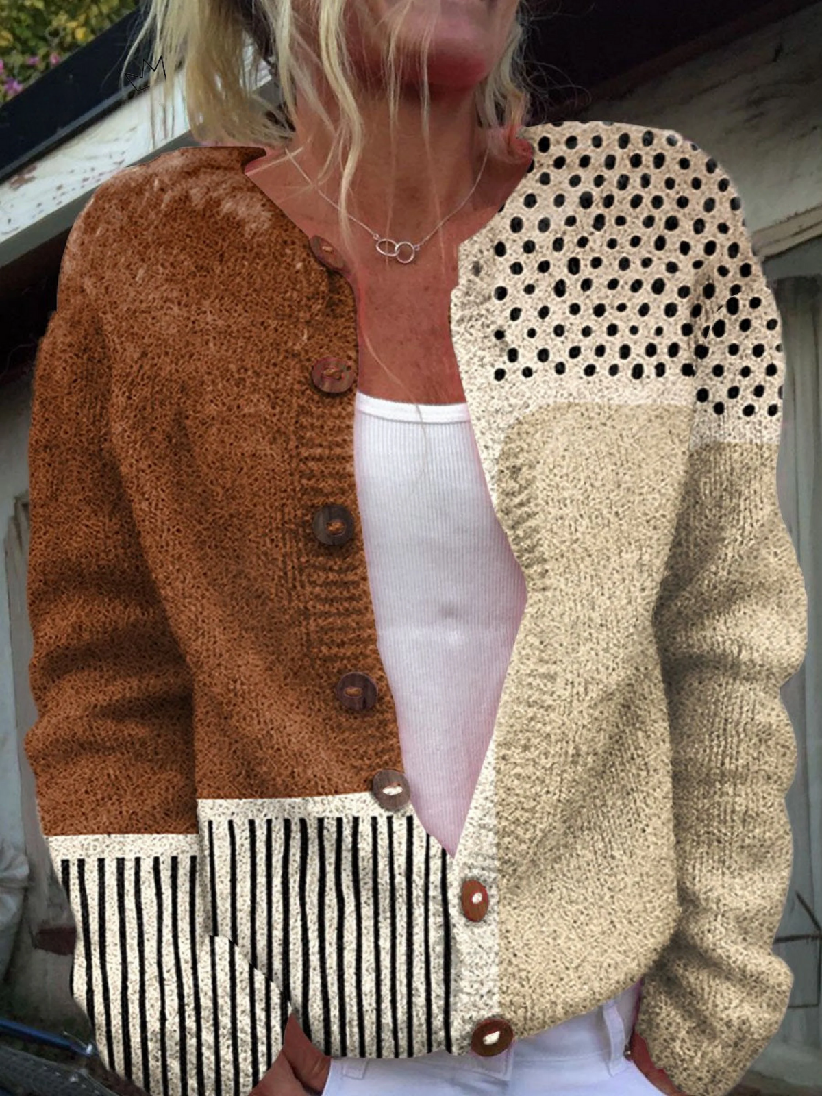 Elisa | Cardigan Vintage Patchwork a Maglia