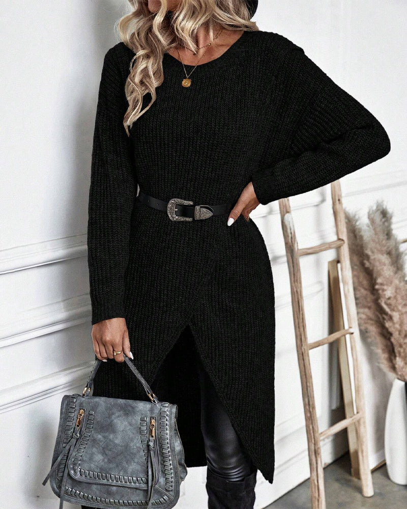 Sophie | Lange Effen Trui-jurk