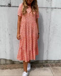Anna | Jurk met Korte Mouwen en Bloemenprint