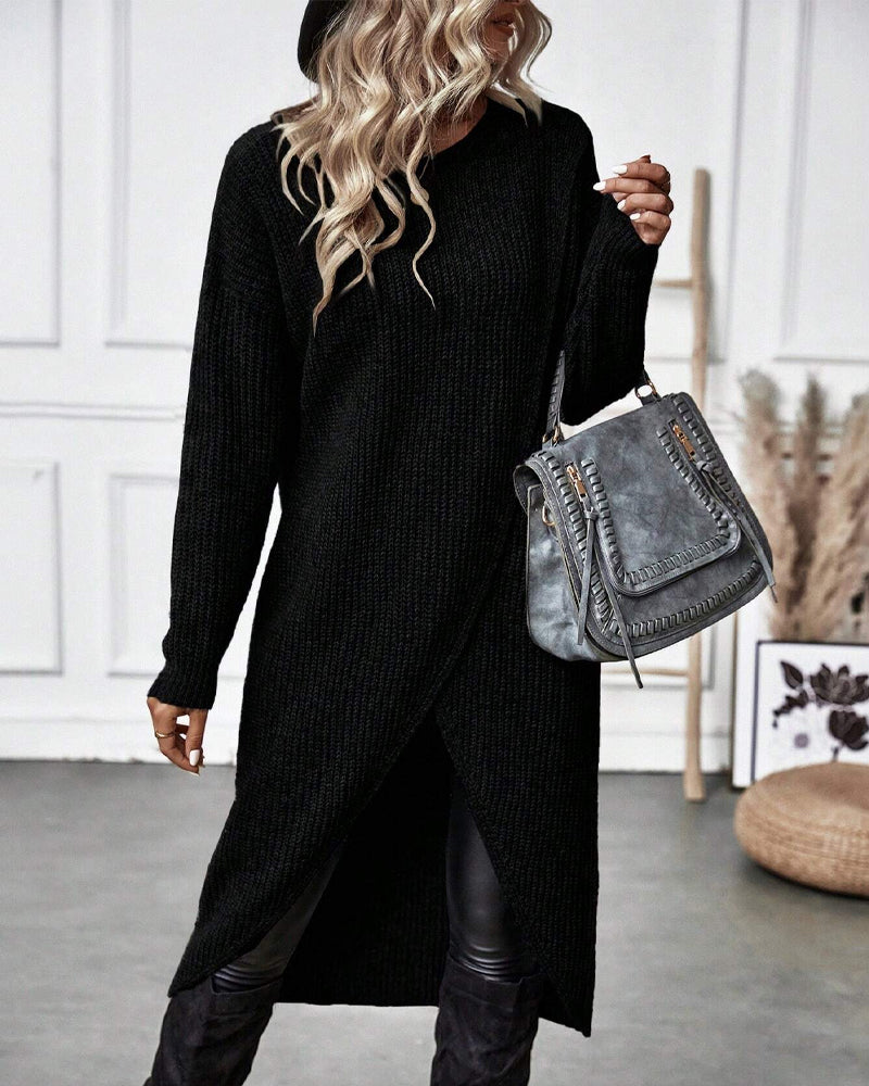 Sophie | Lange Effen Trui-jurk