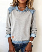Blouse met modieuze revers en lange mouwen