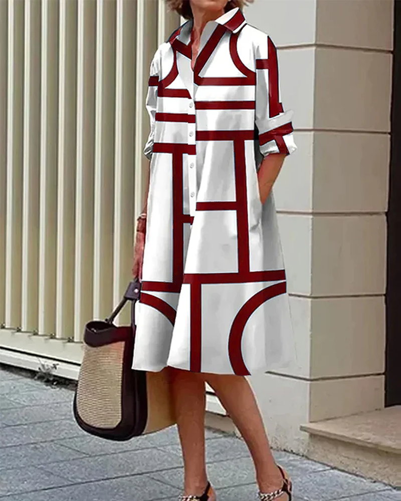 Tessa | Jurk met Zakken en Geometrische Print