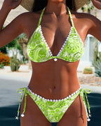 Ilse | Kleurrijke Patchwork Kanten Halterbikini