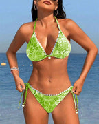 Ilse | Kleurrijke Patchwork Kanten Halterbikini