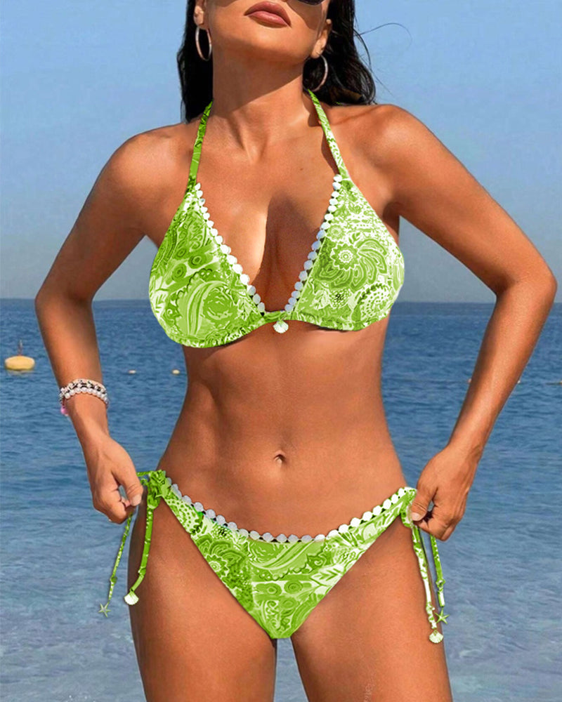 Ilse | Kleurrijke Patchwork Kanten Halterbikini