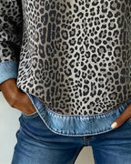 Ilse | Trui met Luipaardprint en Denim Patchwork