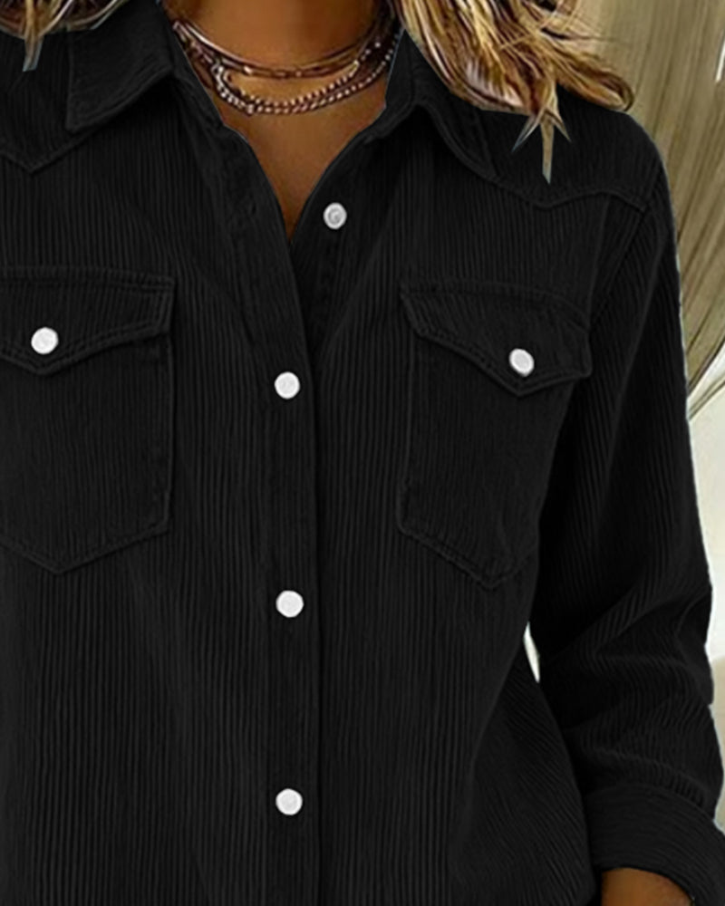 Noor | Modieuze Blouse met Revers en Knopen