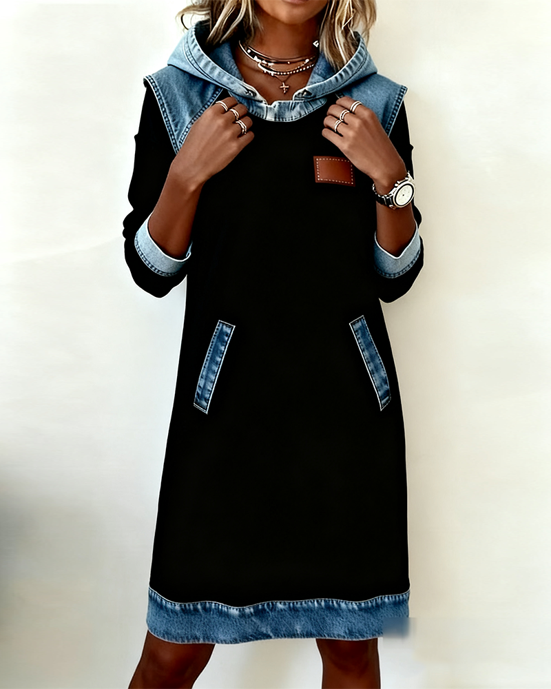 Roos | Hoodiejurk met Contrasterende Details
