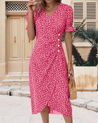 Esther | Jurk met Bloemenprint en Korte Mouwen