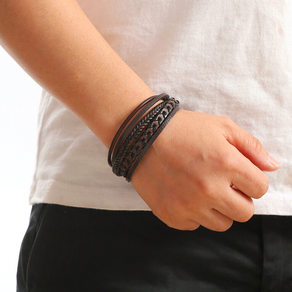 Ragnar Band - Leren Gevlochten Viking Armband (1+1 Gratis)