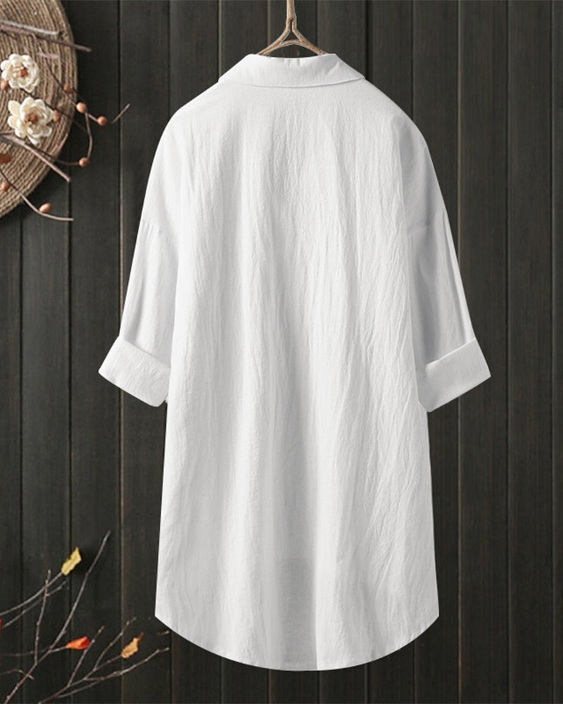 Noor | Losse Effen Blouse met Lange Mouwen