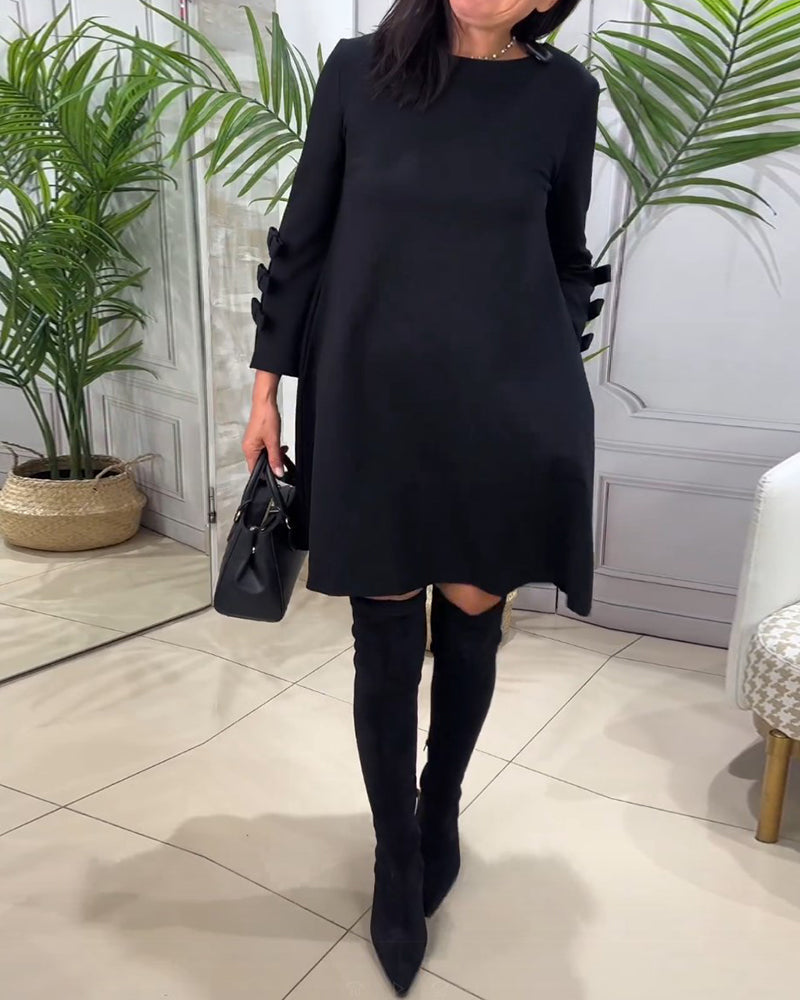 Tessa | Casual Knielange Jurk met Lange Mouwen