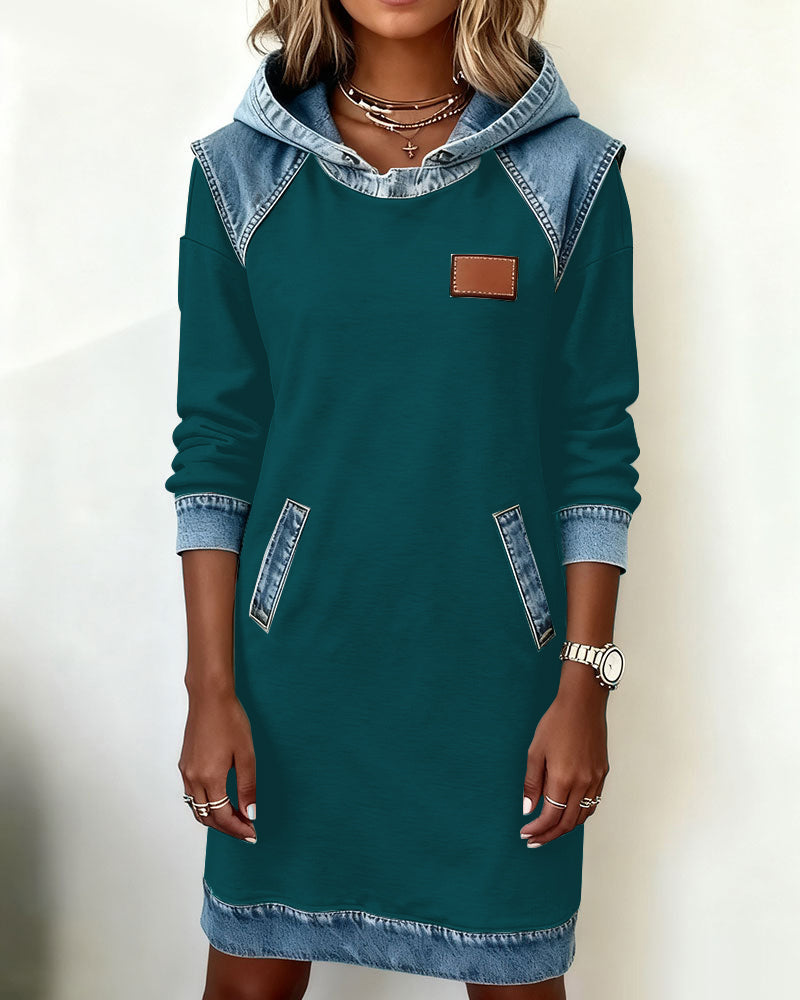 Roos | Hoodiejurk met Contrasterende Details