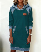 Roos | Hoodiejurk met Contrasterende Details