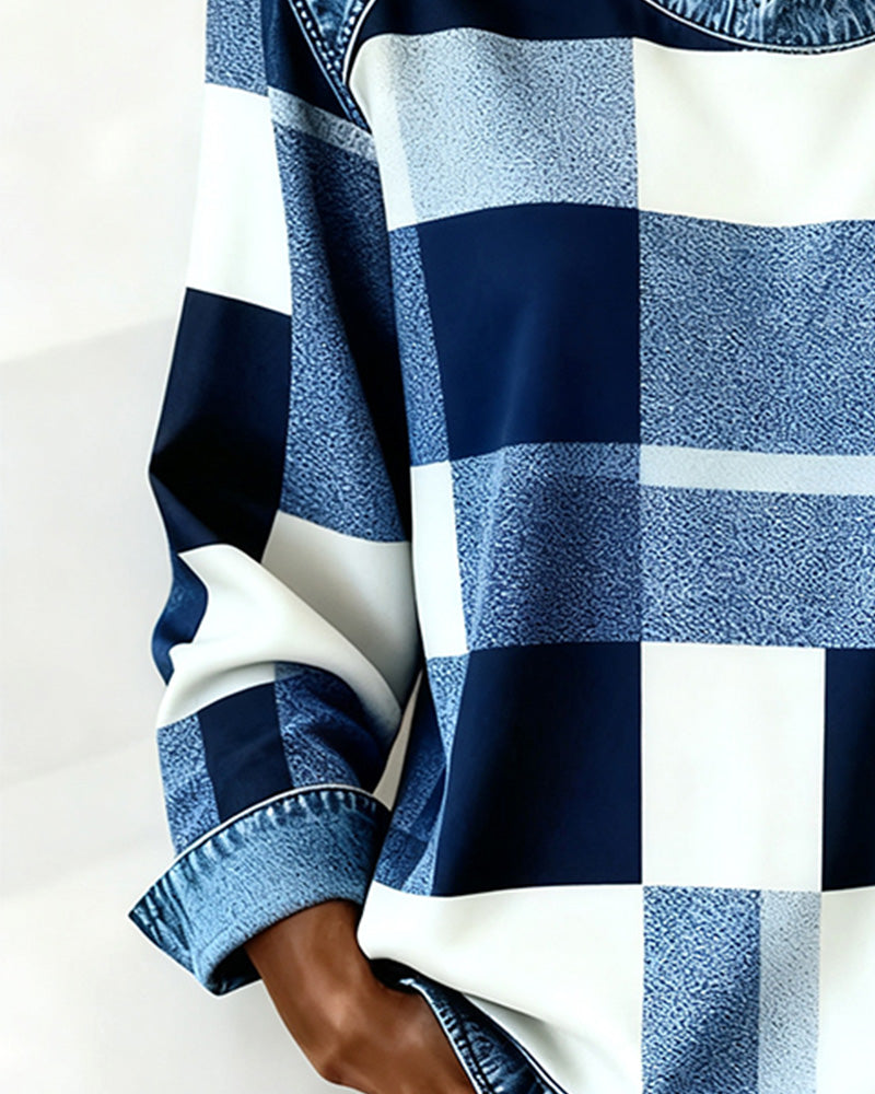 Huis Van Loon | Trui met Ruit Patchwork en Contrastkleur