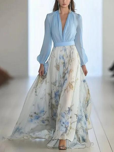 Madeleine | Maxi cappotto con stampa floreale mozzizzata e scollatura a V