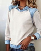 Blouse met modieuze revers en lange mouwen