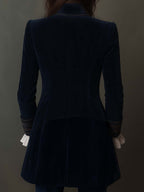 Anastasia | Giacca Lunga Ricamata Vintage Blu Navy