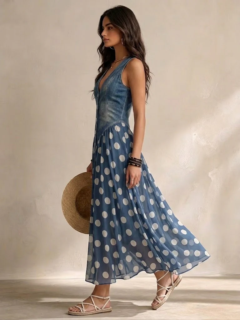 Bianca | Abito Midi in Chiffon a Pois