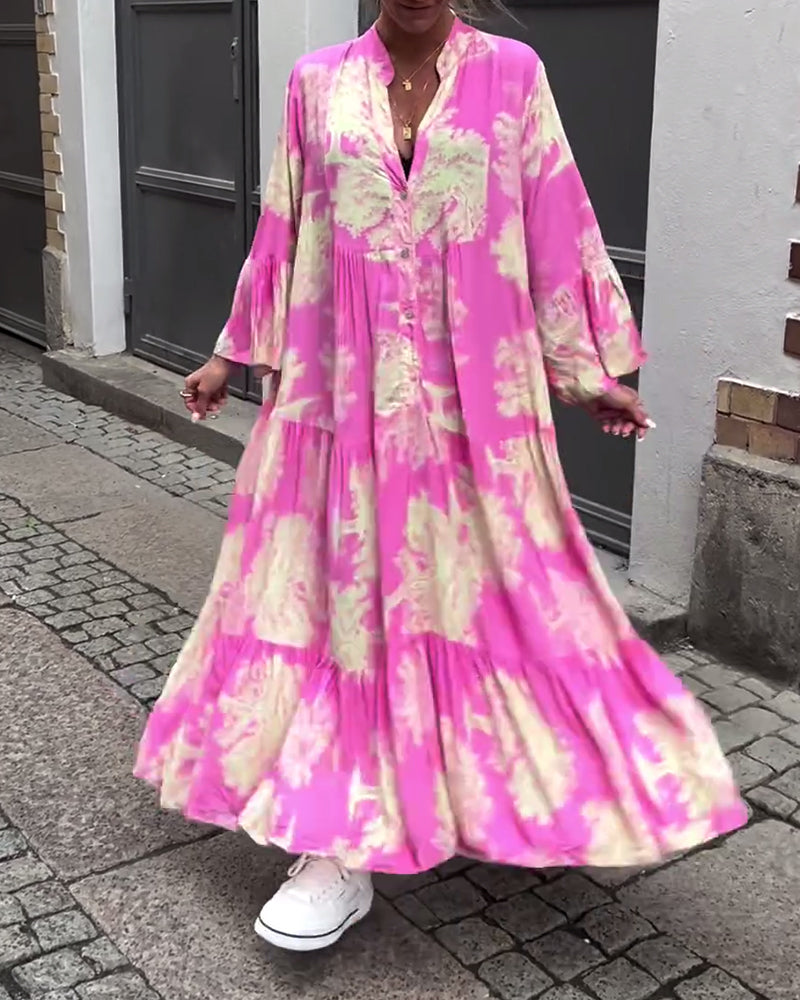 Noor | Patchworkjurk met V-hals en Klokmouwen