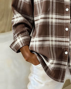 Laluna® | Shirt met Ruitpatroon en Ingesneden Kraag