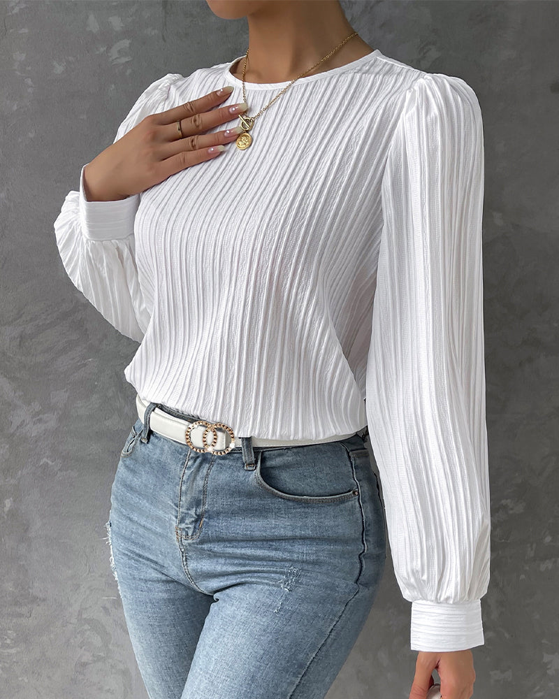 Roos | Lantaarnmouwen Effen Blouse