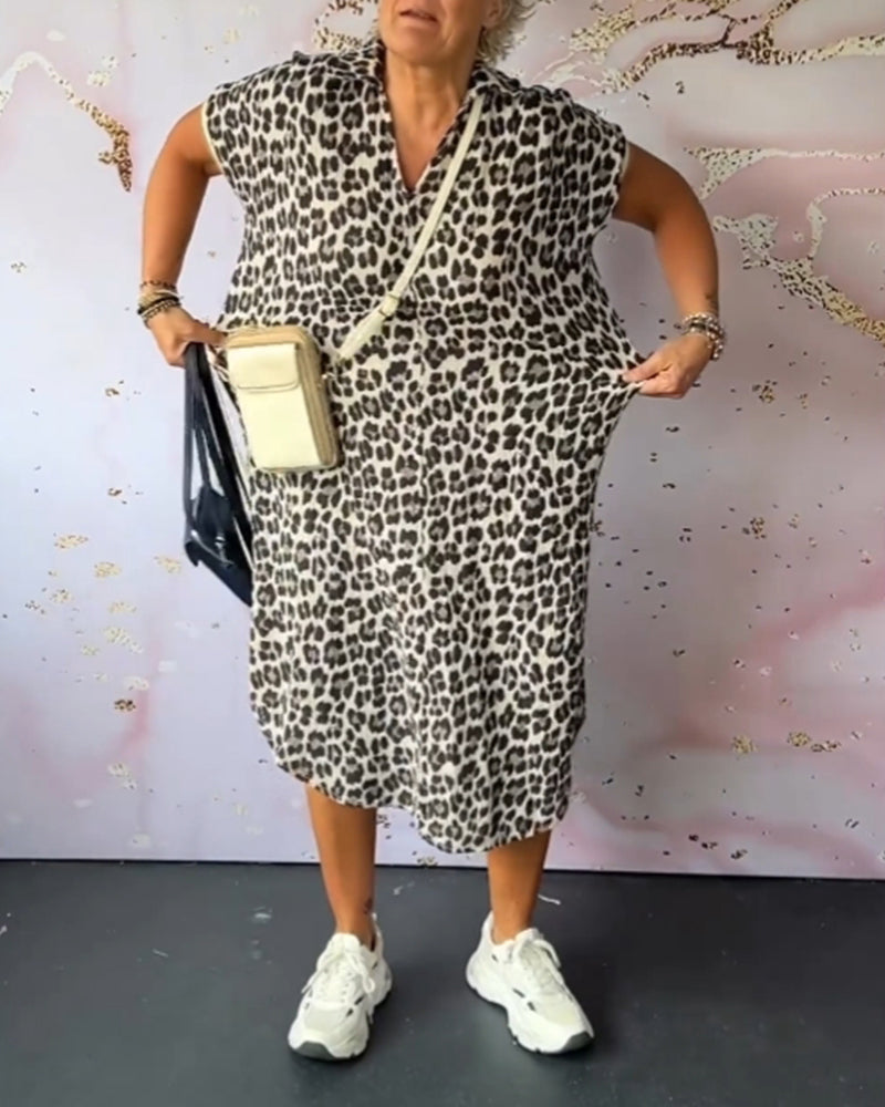 Fleur | V-hals Jurk met Luipaardprint