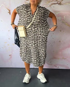Fleur | V-hals Jurk met Luipaardprint