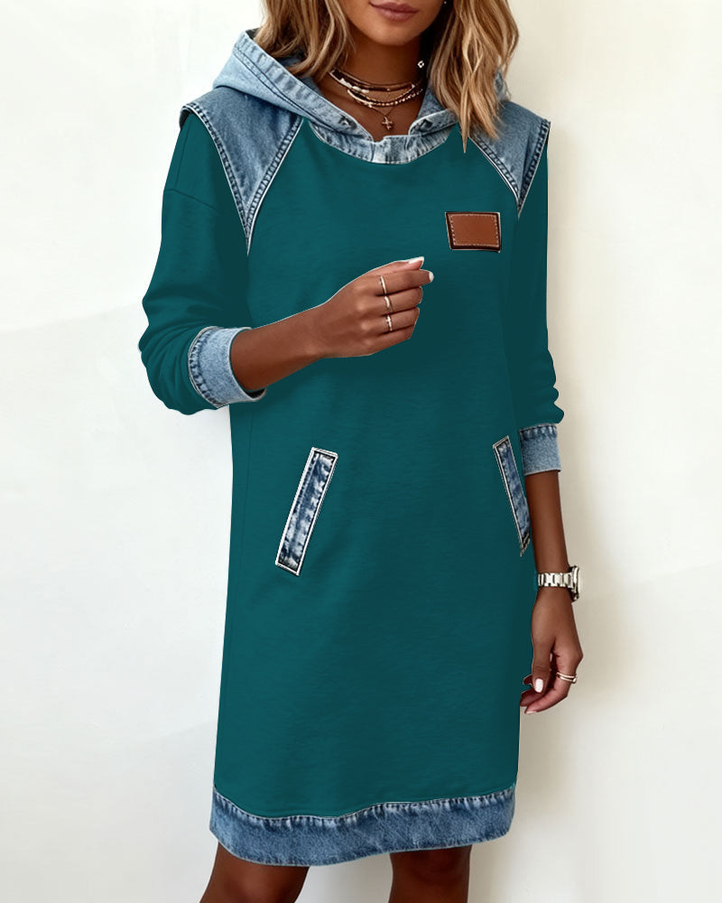 Roos | Hoodiejurk met Contrasterende Details