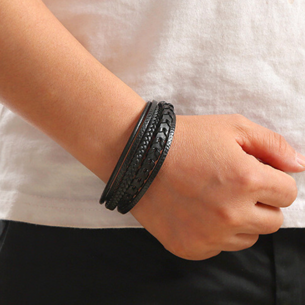 Ragnar Band - Leren Gevlochten Viking Armband (1+1 Gratis)